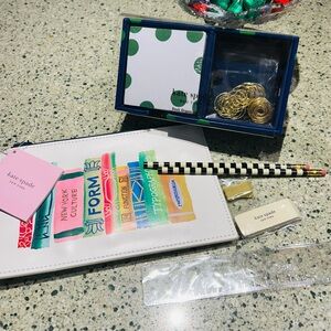 NWT-Kate Spade New York Desk Organizer Stationery Set | Pens, Pouch, Clips